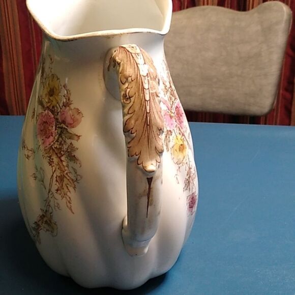 Vintage Lucerne Royal Dalton Burslem England Floral White Pitcher Cottagecore - Picture 5 of 11
